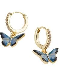 Fable England - Enamel Butterfly Huggie Earrings - Lyst