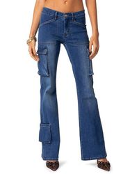 Edikted - Roslyn Flare Leg Denim Cargo Pants - Lyst