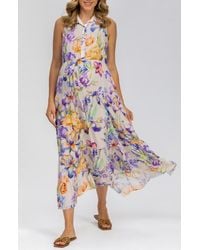 PIETRO BRUNELLI MATERNITY - Floral Print Button-Up Sleeveless Maxi Maternity Dress - Lyst