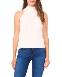 Halogen® - Turtleneck Cable Stitch Cotton Sweater Tank - Lyst