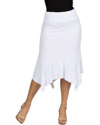 24seven Comfort Apparel - Knee Length Elastic Waist Handkerchief Skirt - Lyst