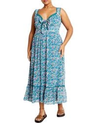 City Chic - Lidia Tie Front Lace Trim Maxi Dress - Lyst