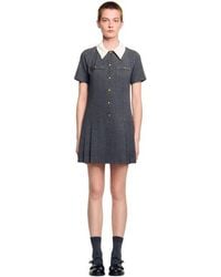 Sandro - Short Pleated Dress With Rhinestones - Lyst