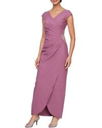Alex Evenings - Ruched Beaded Gown - Lyst