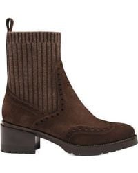 Santoni - Suede Low-Heel Ankle Boot - Lyst