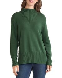 Jones New York - Button Detail Rib Funnel Neck Sweater - Lyst