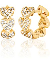 EF Collection - Diamond Heart huggie Hoop Earrings - Lyst