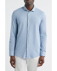Stone Rose - Solid Performance Piqué Button-Up Shirt - Lyst