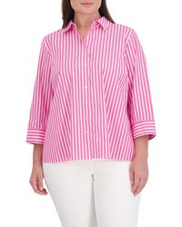 Foxcroft - Sandra Stripe Cotton Blend Button-up Shirt - Lyst