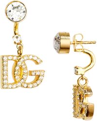 Dolce & Gabbana - Dg Crystal Logo Drop Back Earrings - Lyst