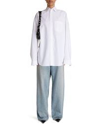 Balenciaga - Oversize Crystal Logo Cotton Button-up Cocoon Shirt - Lyst