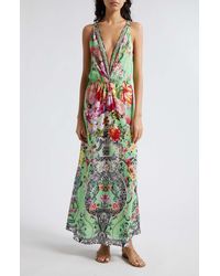 Camilla - Floral Twist Front Silk Dress - Lyst
