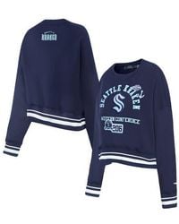 Pro Standard - Deep Sea Seattle Kraken Area Code Cropped Pullover Sweatshirt - Lyst