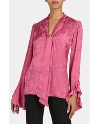 Santorelli - Sienna Long Sleeve Blouse With Neck Tie - Lyst
