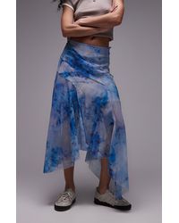TOPSHOP - Floral Asymmetric Chiffon Skirt - Lyst