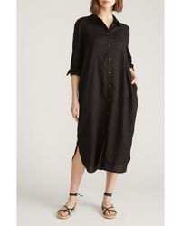 UNIVERSAL STANDARD - Odeon Long Sleeve Stretch Linen Blend Shirtdress - Lyst