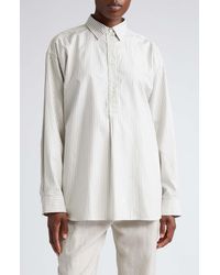 Totême - Boxy Fit Stripe Organic Cotton Oxford Popover Shirt - Lyst