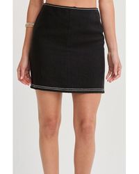 Crescent - Embroidered Contrast Stitch Linen Mini Skirt - Lyst