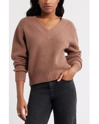 Open Edit - Rib V-Neck Sweater - Lyst