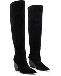 AllSaints - Reina Over The Knee Pointed Toe Boot - Lyst