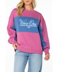 Roxy - Lineup Colorblock Cotton Blend Sweatshirt - Lyst