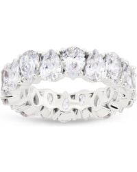 Sterling Forever - Janis Pear Cubic Zirconia Eternity Band Ring - Lyst