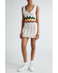 Casablancabrand - Chevron Stripe Sleeveless Pointelle Sweater Dress - Lyst