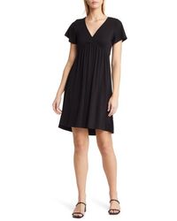 Loveappella - Tie Back Surplice V-Neck Knit Minidress - Lyst