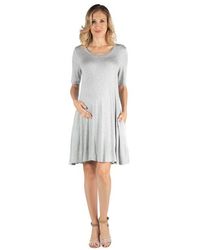 24seven Comfort Apparel - Maternity Soft Flare T-Shirt Dress With Pocket Detail - Lyst