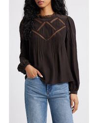 Madewell - Lace Insert Mock Neck Long Sleeve Top - Lyst