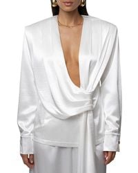 JLUXLABEL - Statement Satin Drape Top - Lyst