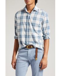 Eleventy - Plaid Cotton Flannel Button-up Shirt - Lyst