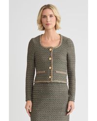 Misook - Heritage Lurex Braided Trim Tweed Knit Jacket - Lyst