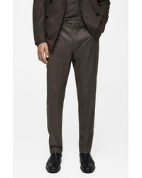 Mango - Pleated Micro Houndstooth Check Virgin Wool Blend Dress Pants - Lyst