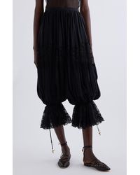 Chloé - Lace Trim Silk Crop Pants - Lyst