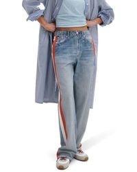 Rag & Bone - Rb Miramar Side Stripe High Waist Wide Leg Cotton Terry Sweatpant Track Pants - Lyst