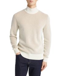 BOSS - Maurelio Mock Neck Cotton & Wool Waffle Sweater - Lyst