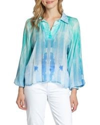 Apny - Watercolor Print Chiffon Popover Top - Lyst