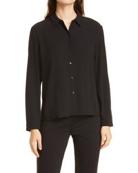Eileen Fisher - Classic Collar Easy Silk Button-up Shirt - Lyst