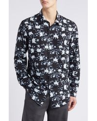 Open Edit - Extra Trim Floral Stretch Button-up Shirt - Lyst