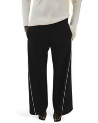Mango - Side Piped Knit Wide Leg Pants - Lyst