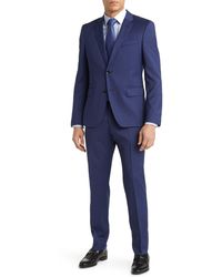 BOSS - Huge Blue Plaid Stretch Wool Suit - Lyst