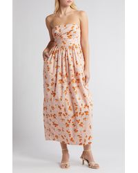 LoveShackFancy - Luxie Floral Strapless Cotton Dress - Lyst