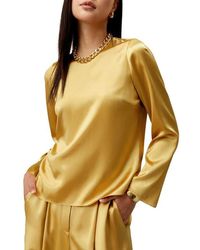 LILYSILK - Minimalist Long Sleeve Silk Top - Lyst