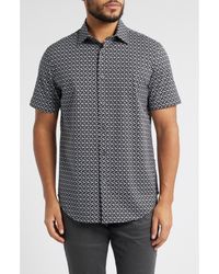Bugatchi - Miles Ooohcotton Geo Print Short Sleeve Button-Up Shirt - Lyst