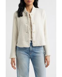 NIC+ZOE - Fringe Mix Knit Bomber Jacket - Lyst
