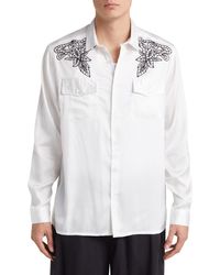 ASOS - Western Relaxed Fit Embroidered Satin Button-up Shirt - Lyst