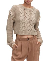 Mango - Cable Stitch Crewneck Sweater - Lyst