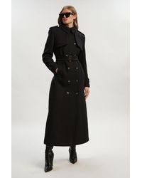 Karen Millen - Wool Mix Belted Trench Maxi Coat - Lyst
