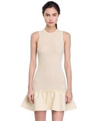 Sandro - Mini Knit Dress With Ruffle - Lyst